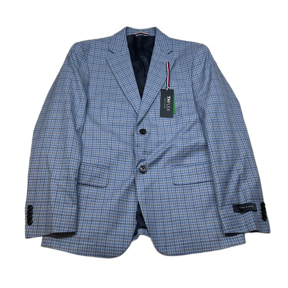 Tommy Hilfiger Modern-Fit Check Sport Coat Mens 38S 38 Blue Gray Conrad $295 NEW - Picture 1 of 12